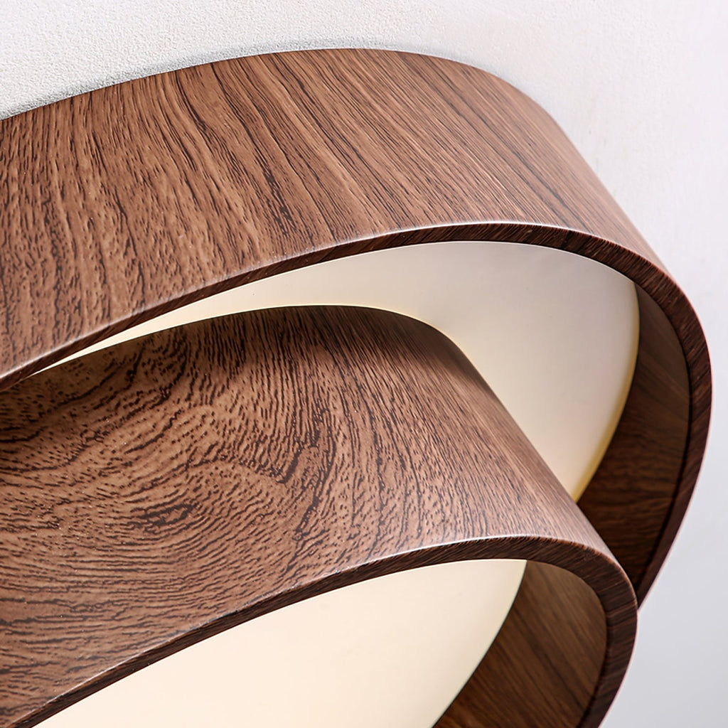 Wooden ceiling fixture with built-in LED – Warm walnut shade