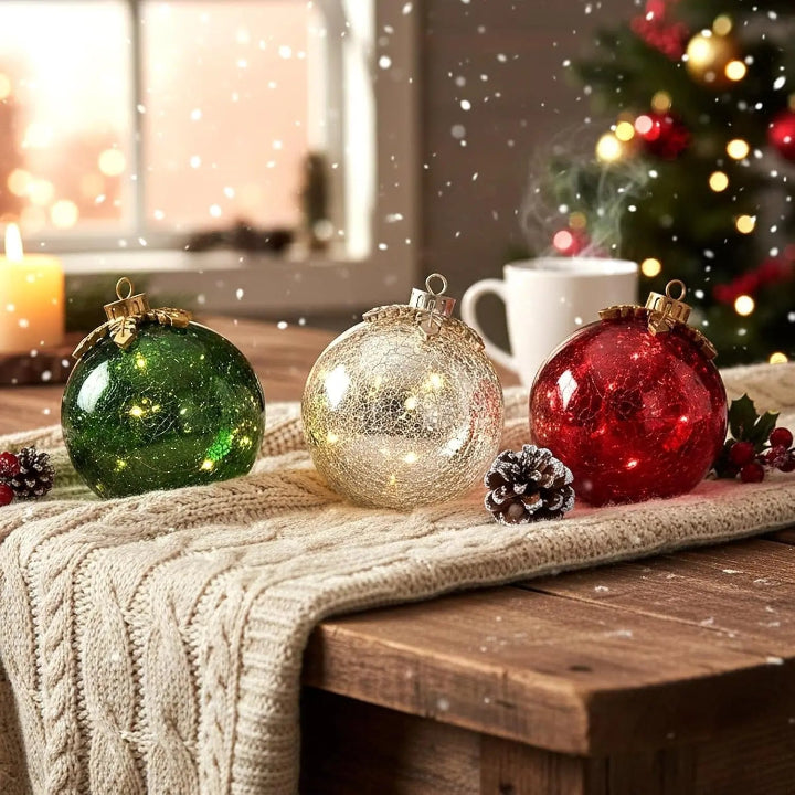 Glass Table Decorations Christmas Set of 3 — Bring Shimmering Charm to Any Table