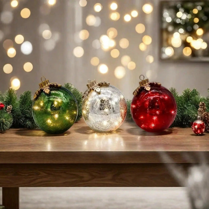 Glass Table Decorations Christmas Set of 3 — Bring Shimmering Charm to Any Table