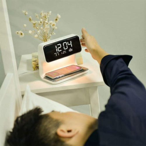 Bedside Light with Wireless Charger and Alarm Clock Unit
